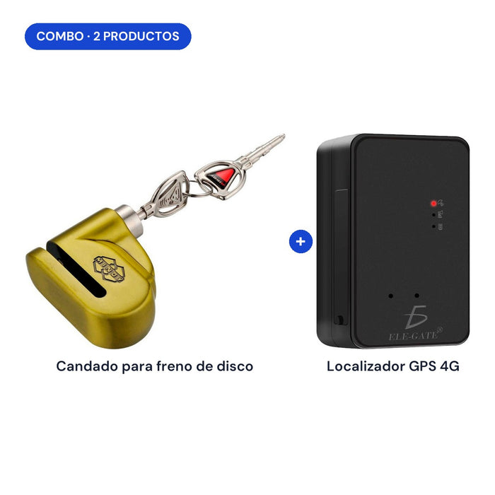 Combo moto segura: candado para freno de disco + localizador GPS 4G