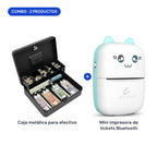 Combo: caja metálica para efectivo + mini impresora de tickets Bluetooth