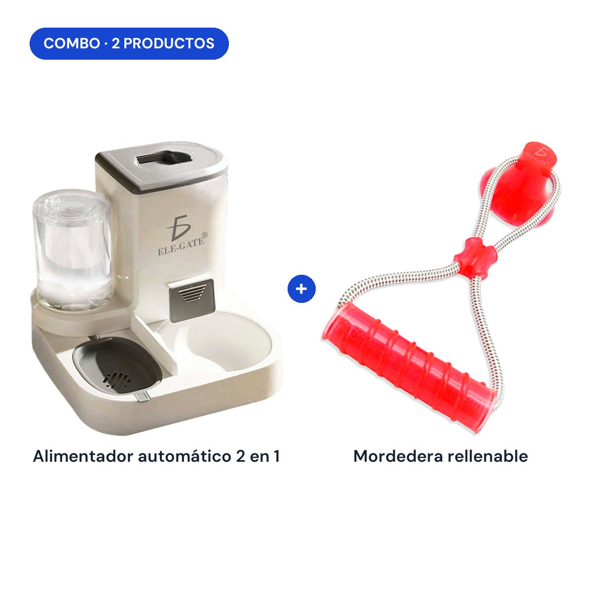 Combo: alimentador automático 2 en 1 + mordedera rellenable