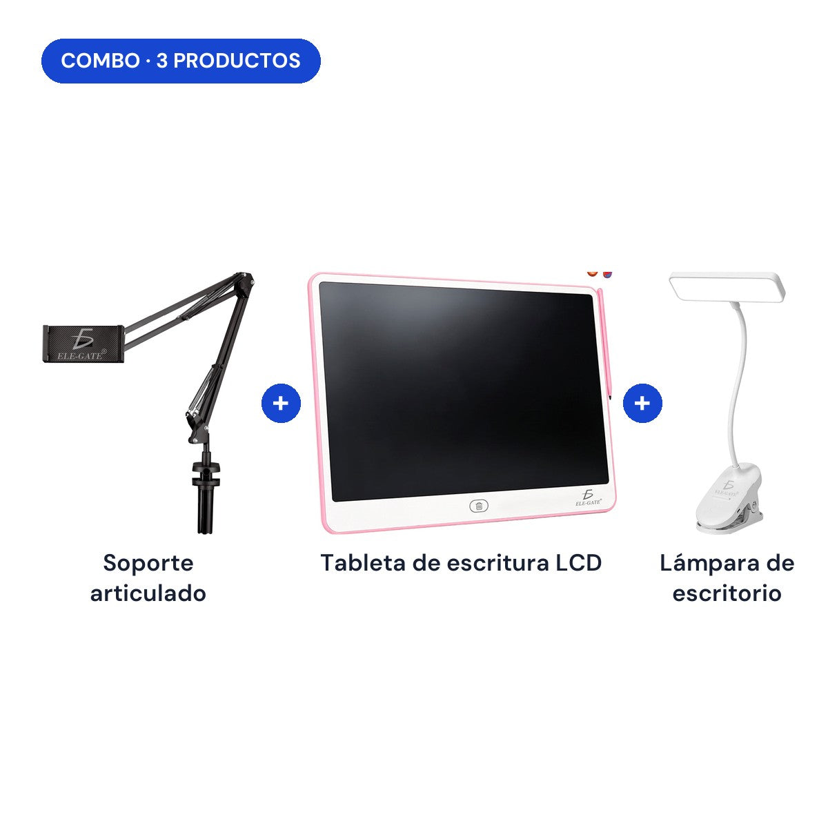 Combo: soporte articulado + tableta de escritura LCD + lámpara de escritorio