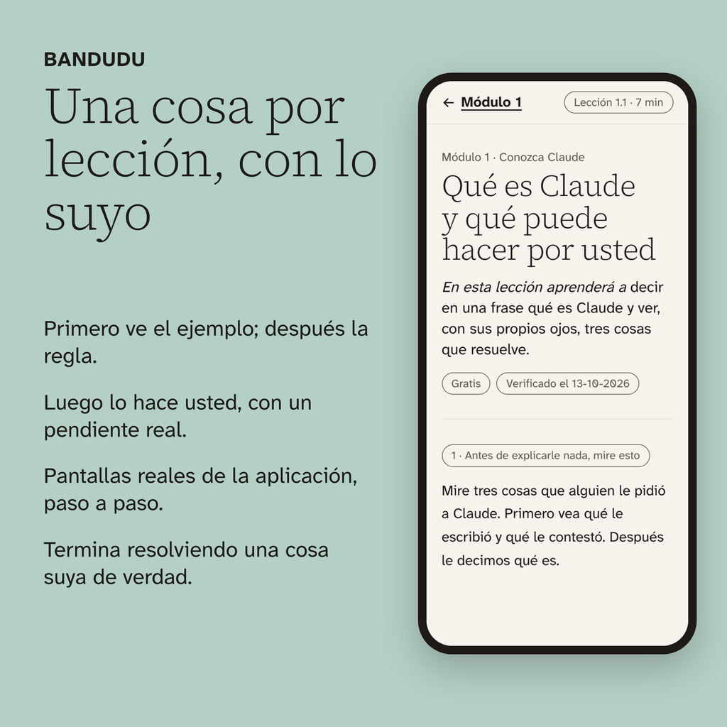 Una cosa por lección, con lo suyo